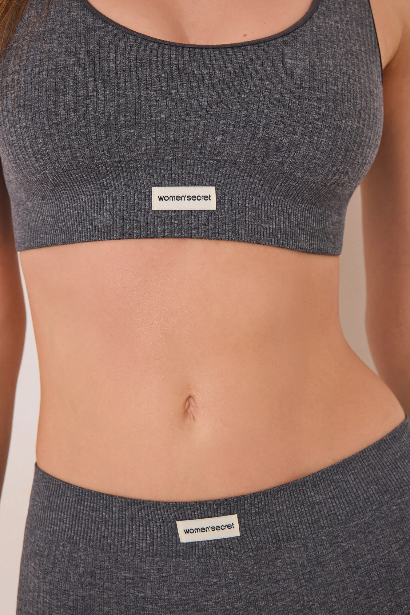 Grey seamless ribbed top - Image 3