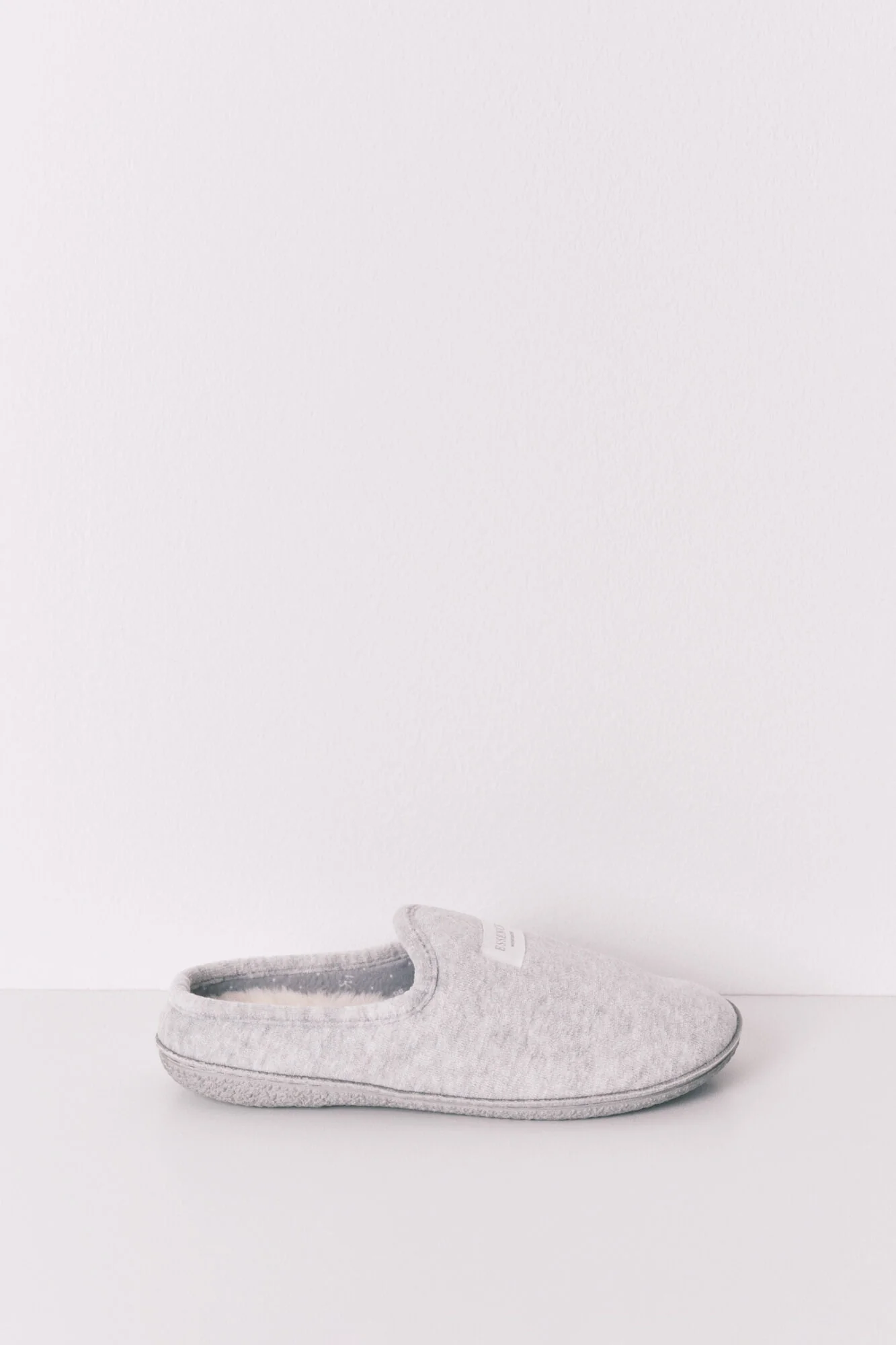 Grey velour slippers