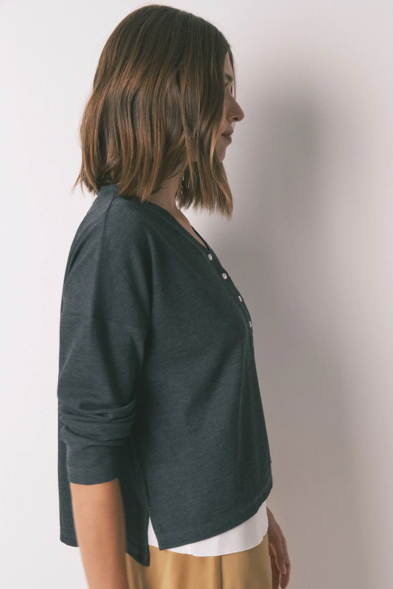 Grey waffle long sleeve T-shirt - Image 3