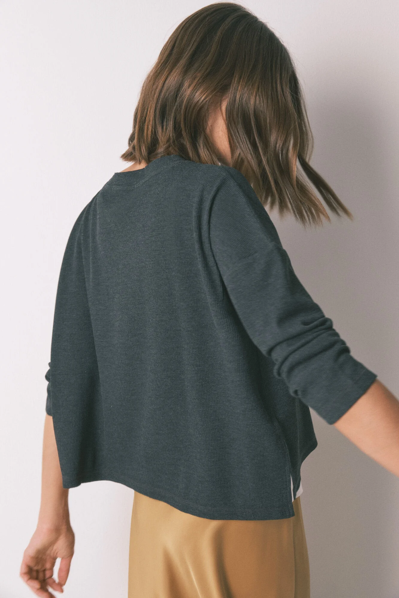 Grey waffle long sleeve T-shirt - Image 4