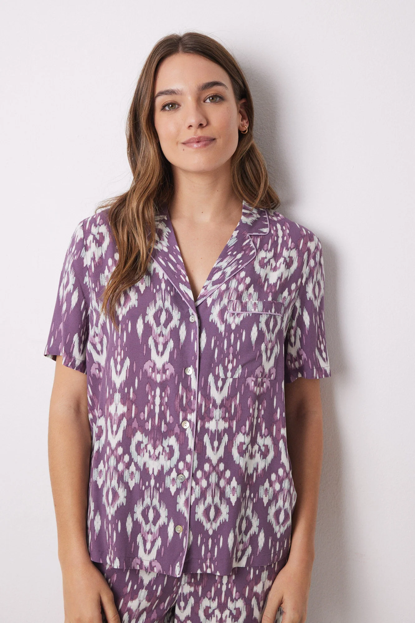 Ikat viscose Capri shirt pajamas - Image 3