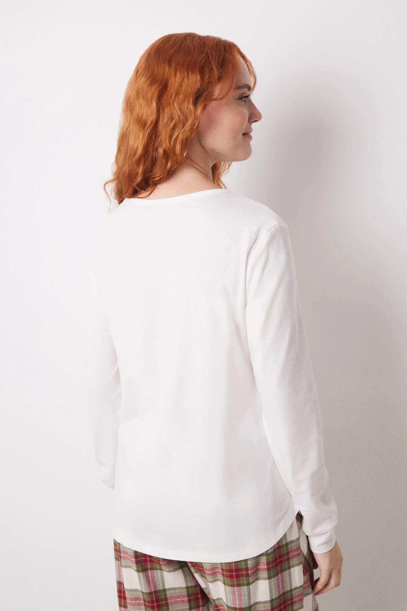 Ivory 100% cotton long-sleeved T-shirt - Image 3