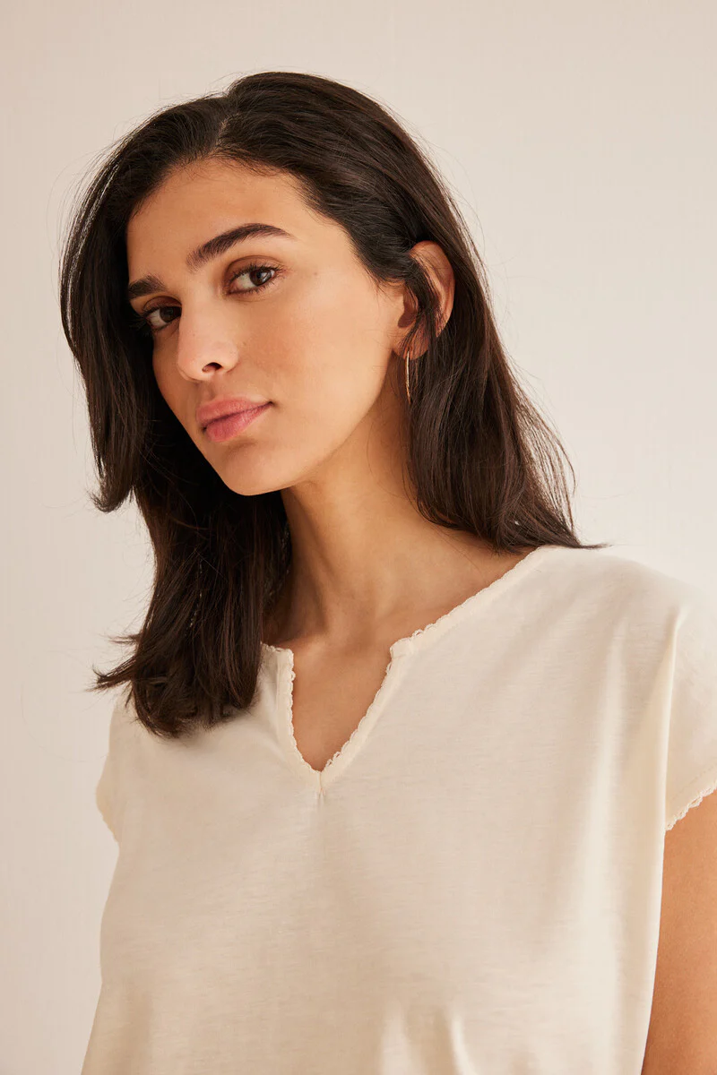 Ivory cotton T-shirt - Image 2