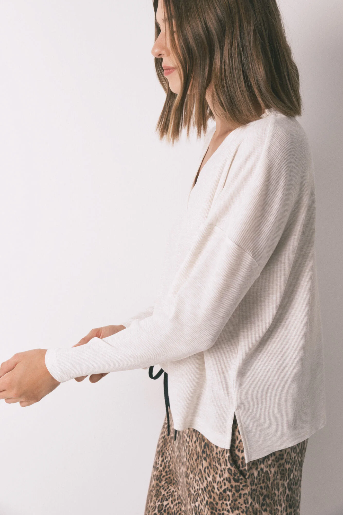 Ivory waffle long sleeve T-shirt - Image 2