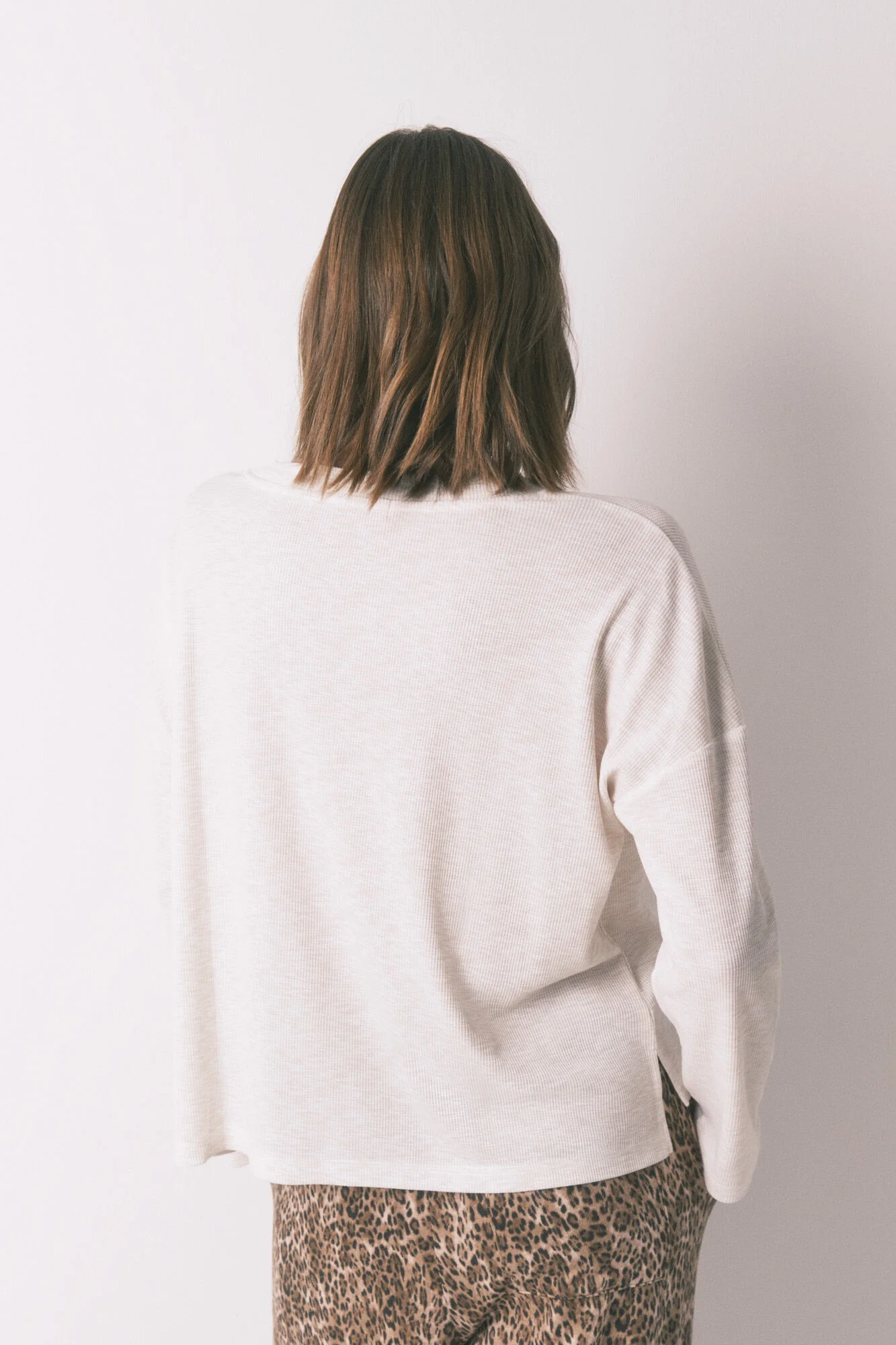 Ivory waffle long sleeve T-shirt - Image 3
