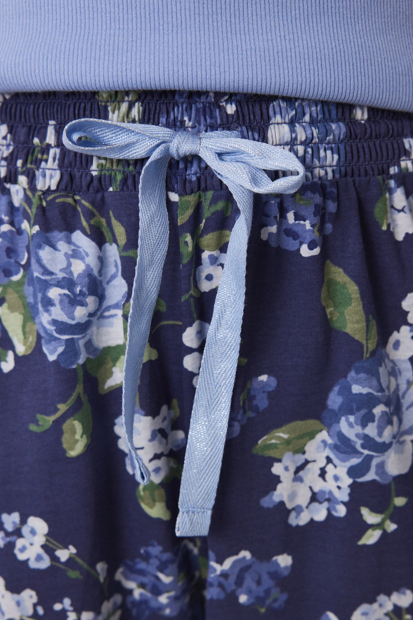 Lake pajamas 100% cotton ribbed blue flowers - Image 4