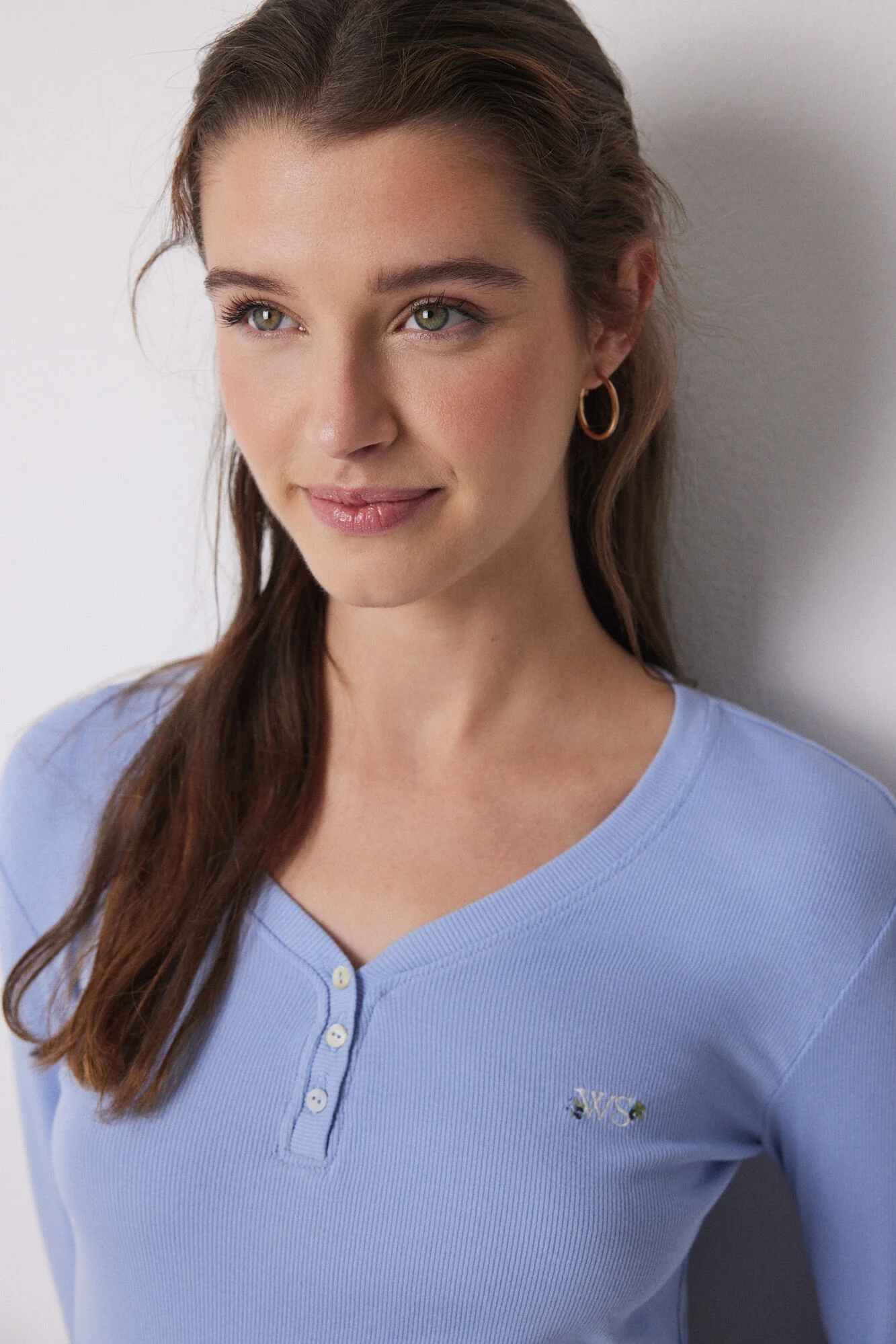 Lake pajamas 100% cotton ribbed blue flowers - Image 6