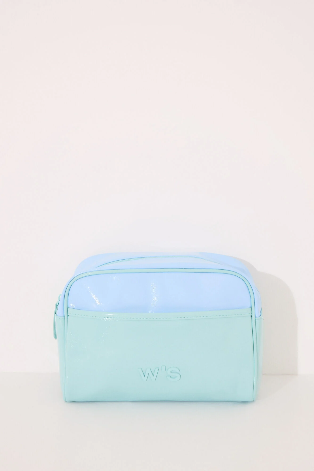 Large blue and green vanity case leather toiletry bag - Image 5