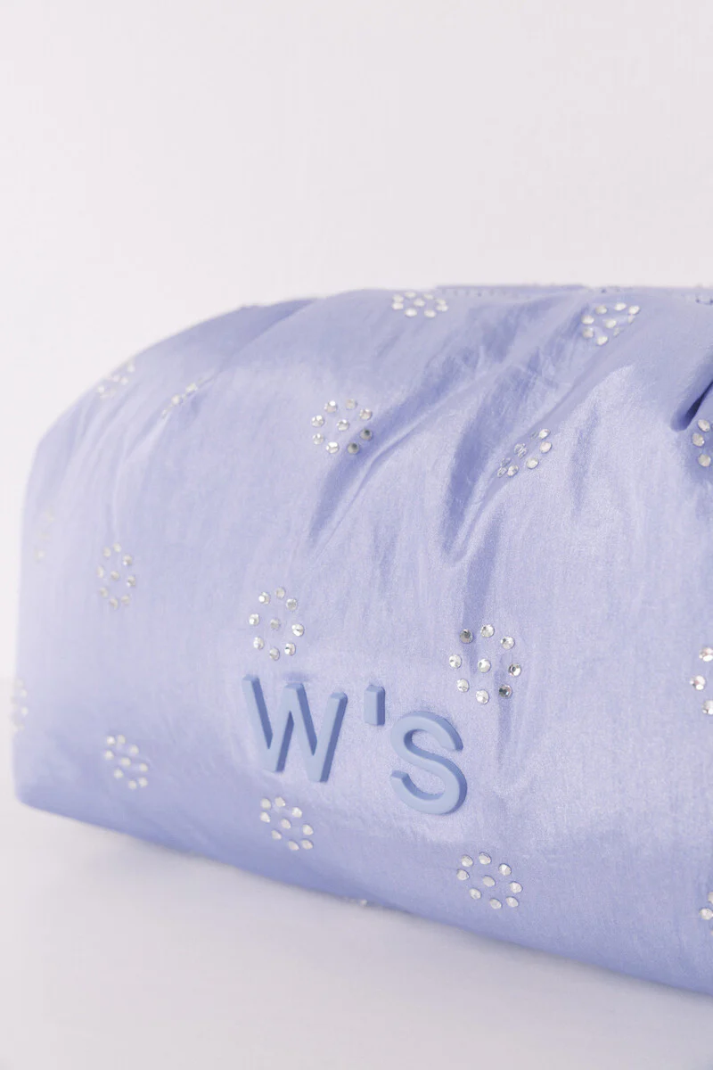 Large puffer blue rhinestone vanity case - Image 6