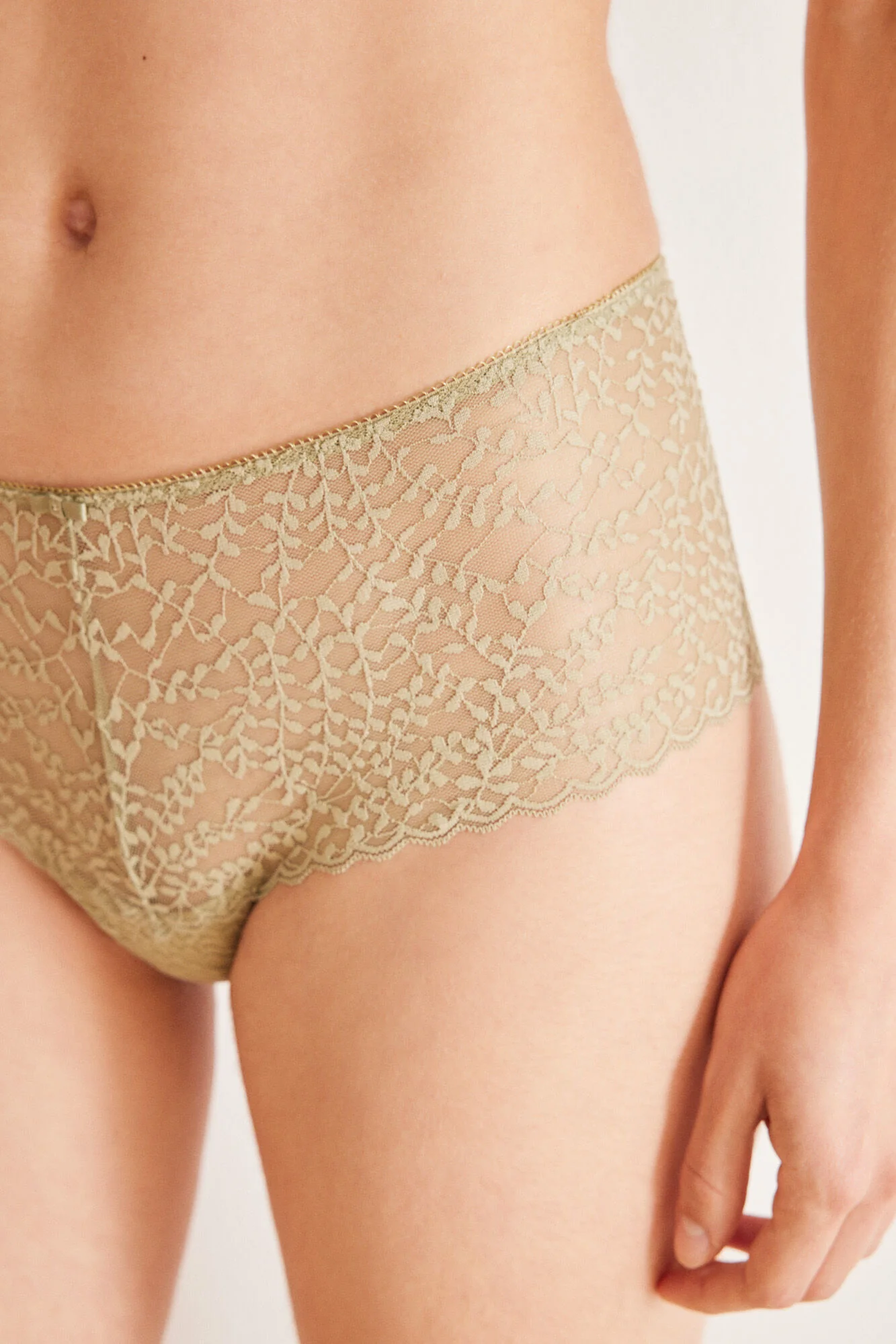 Light khaki lace wide side Brazilian panty - Image 3