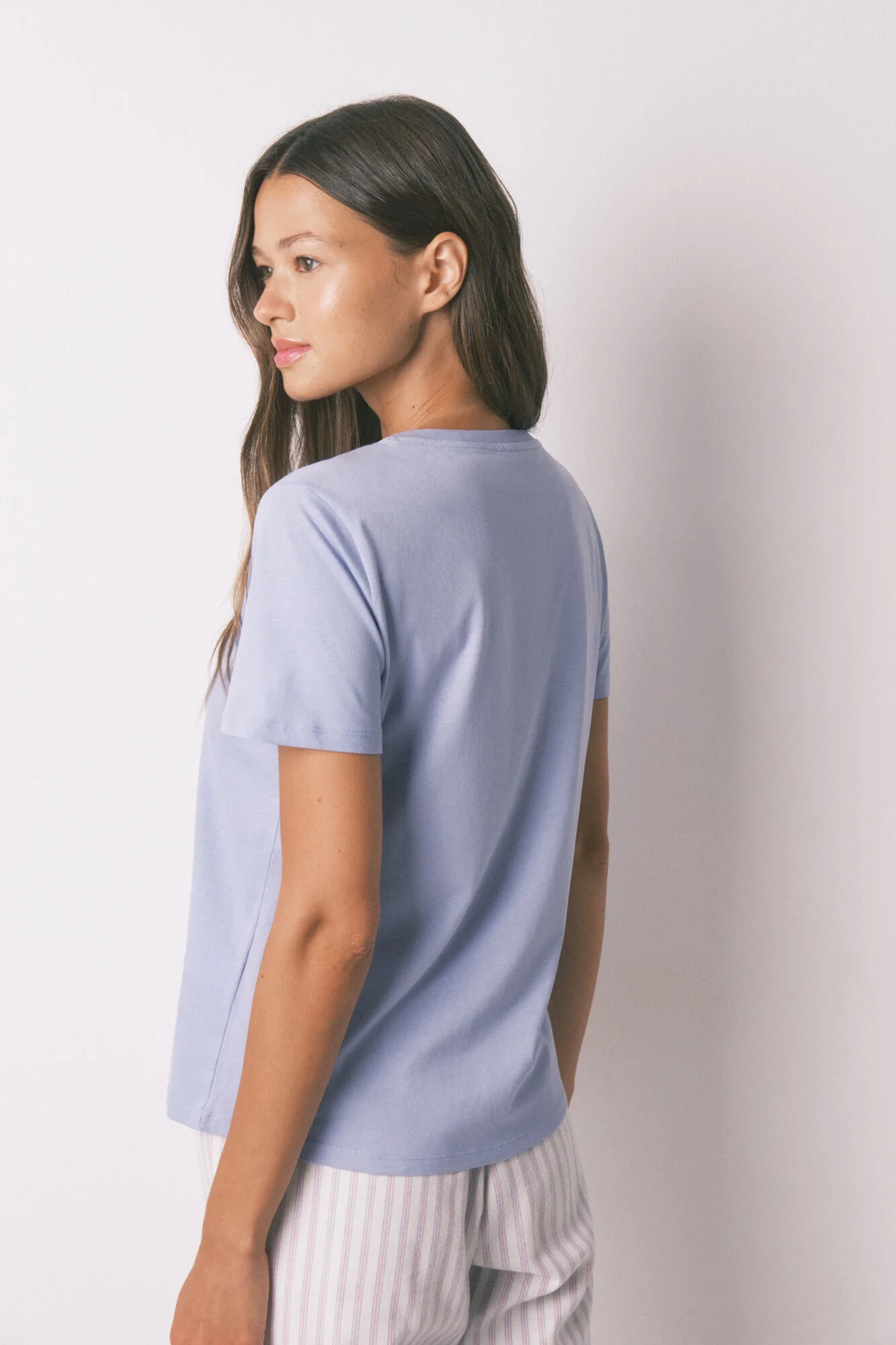 Lilac brushed cotton short sleeve T-shirt - Image 2