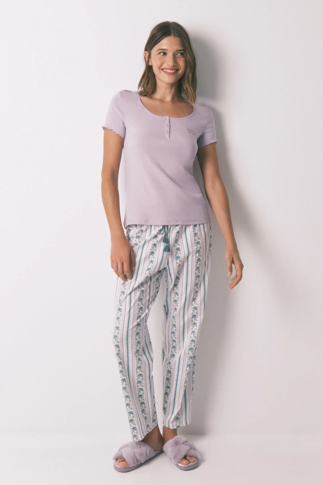 Lilac cotton short sleeve T-shirt - Image 4