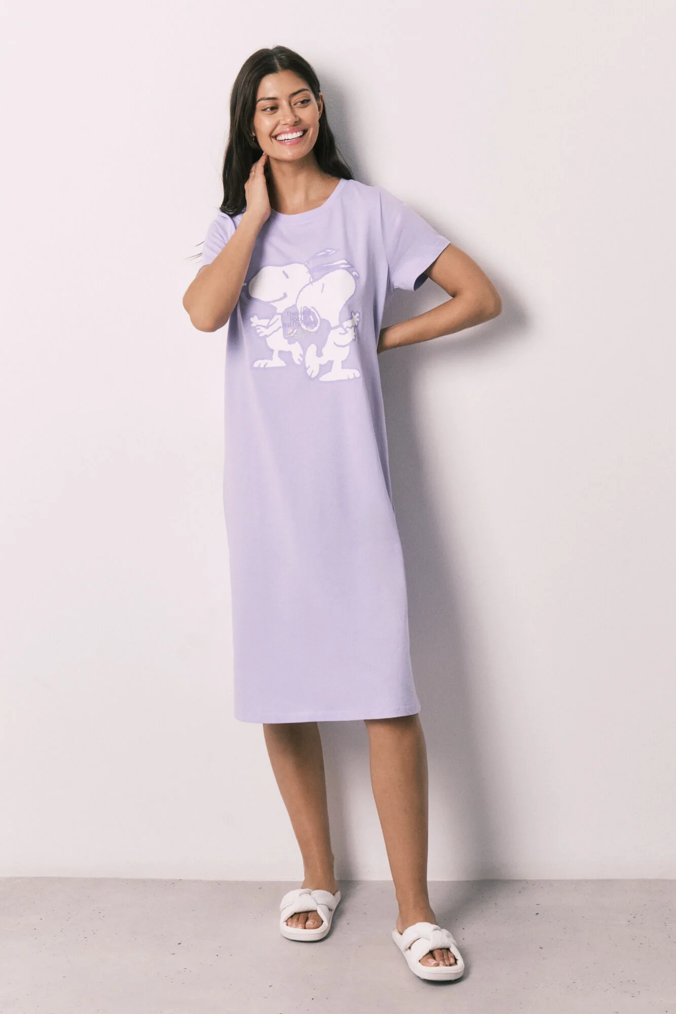 Lilac cotton Snoopy nightgown - Image 4