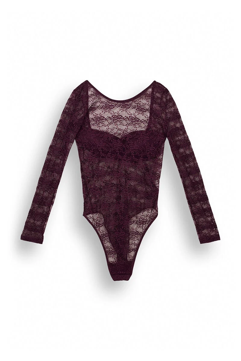 Lilac long-sleeved lace bodysuit - Image 3