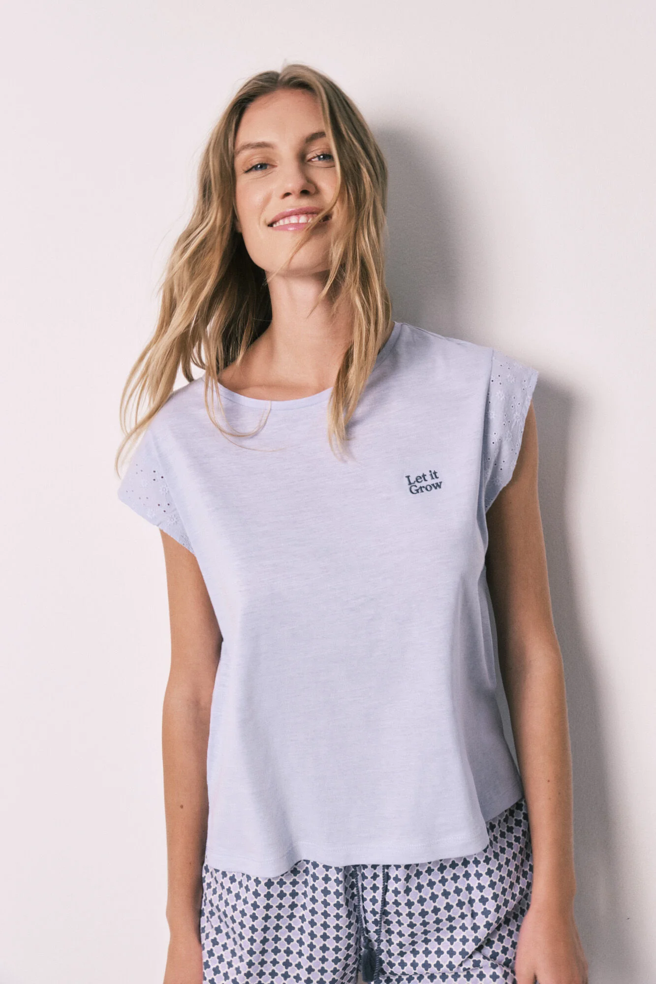 Lilac printed cotton short pyjamas - Image 4