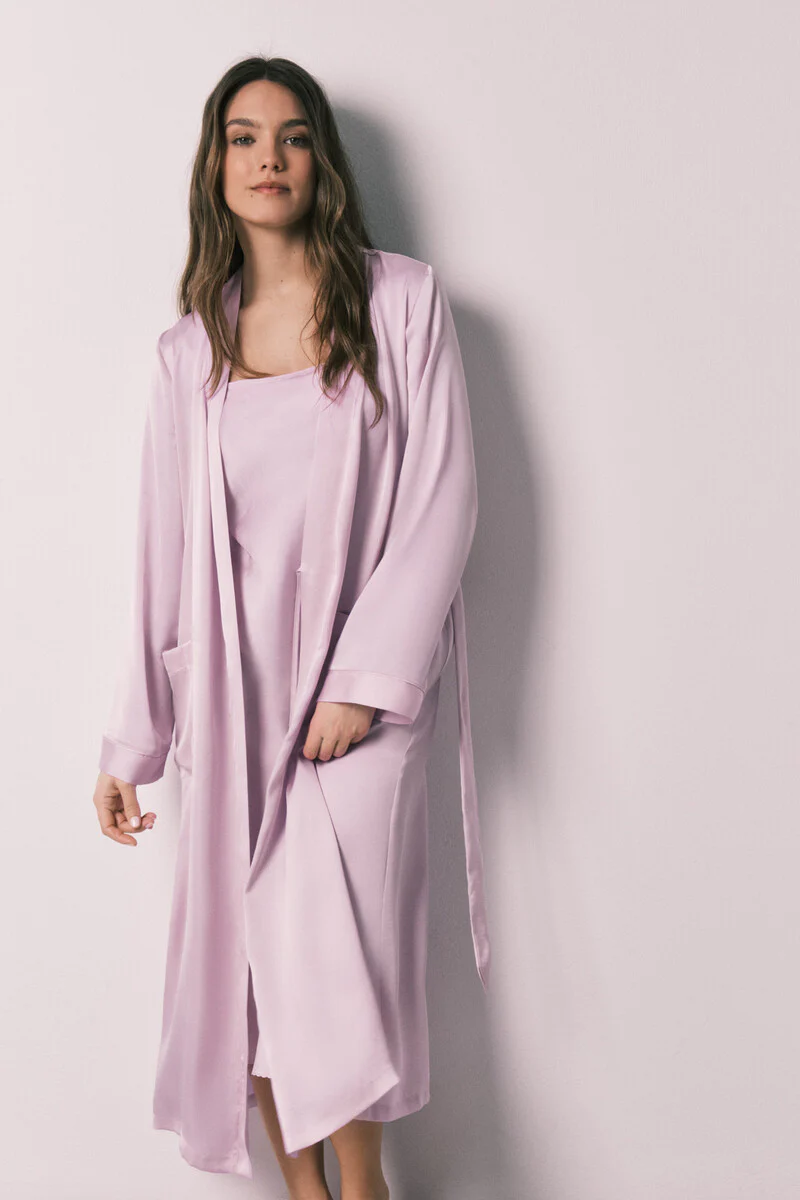Lilac satin midi robe