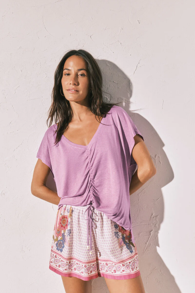 lilac viscose linen cropped t-shirt - Image 2