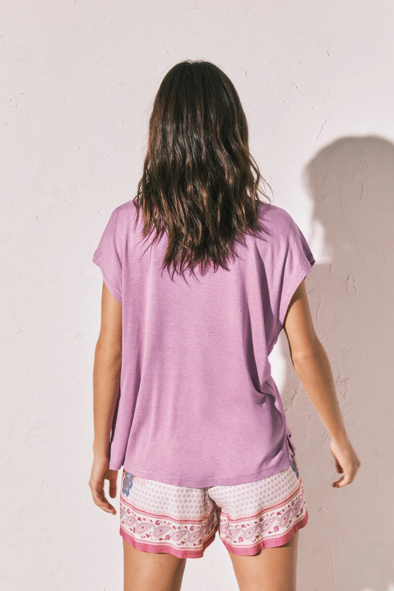 lilac viscose linen cropped t-shirt - Image 4