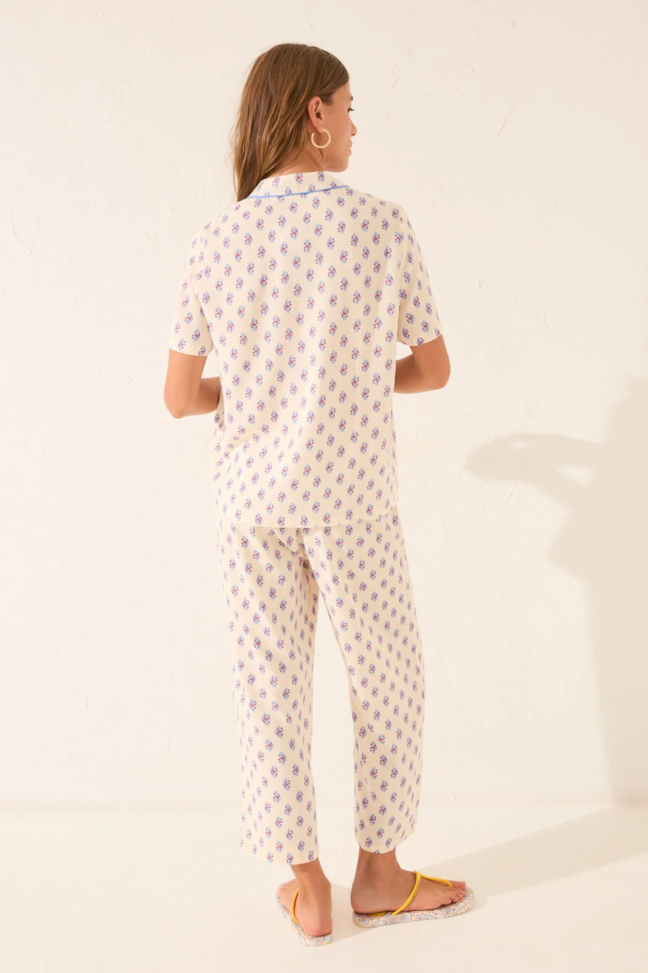 Long beige viscose classic pyjamas - Image 4