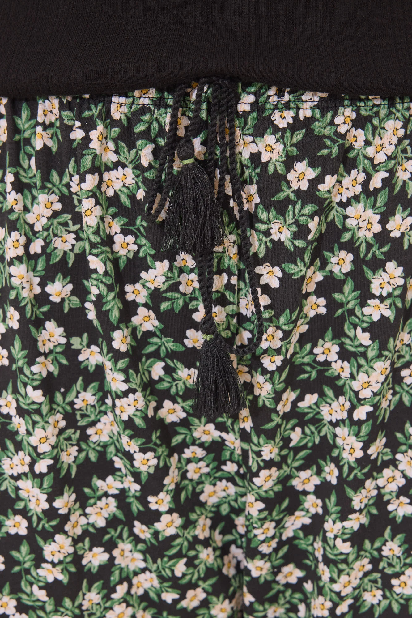 Long black ribbed cotton pajamas - Image 3