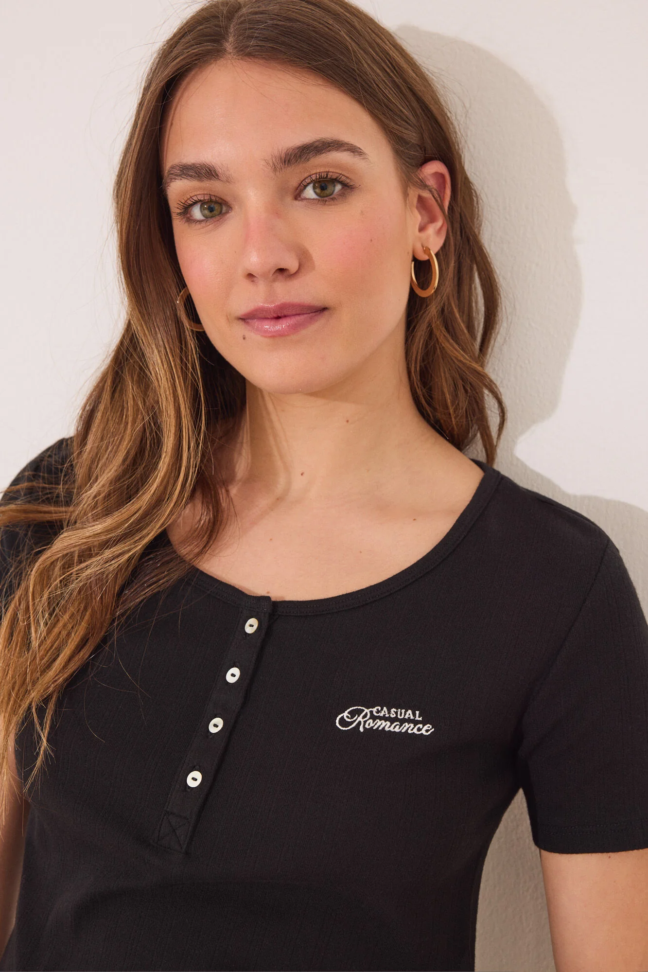 Long black ribbed cotton pajamas - Image 5