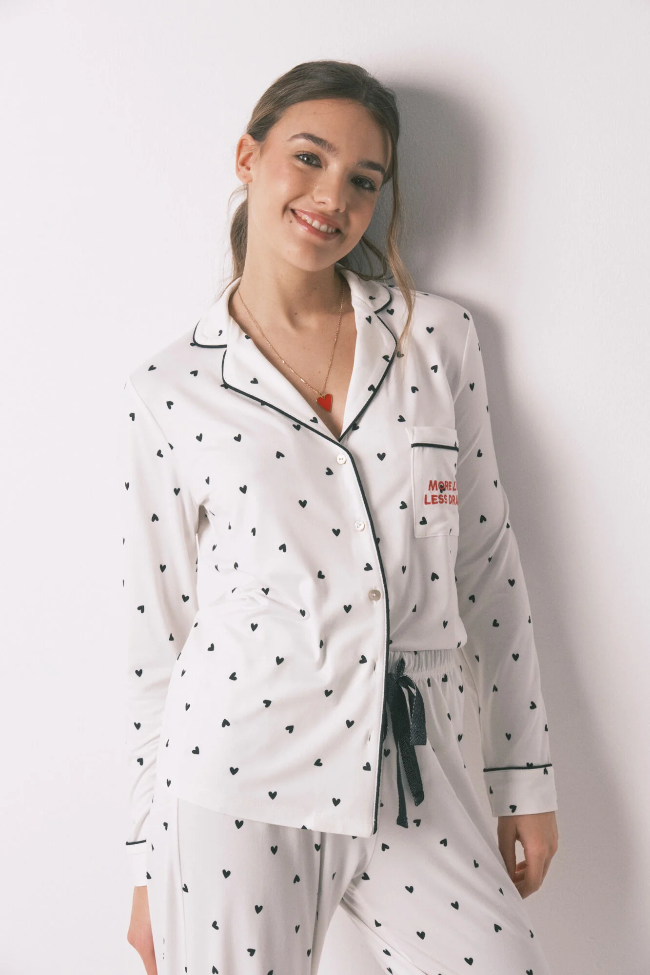 Long classic heart print pyjamas - Image 2