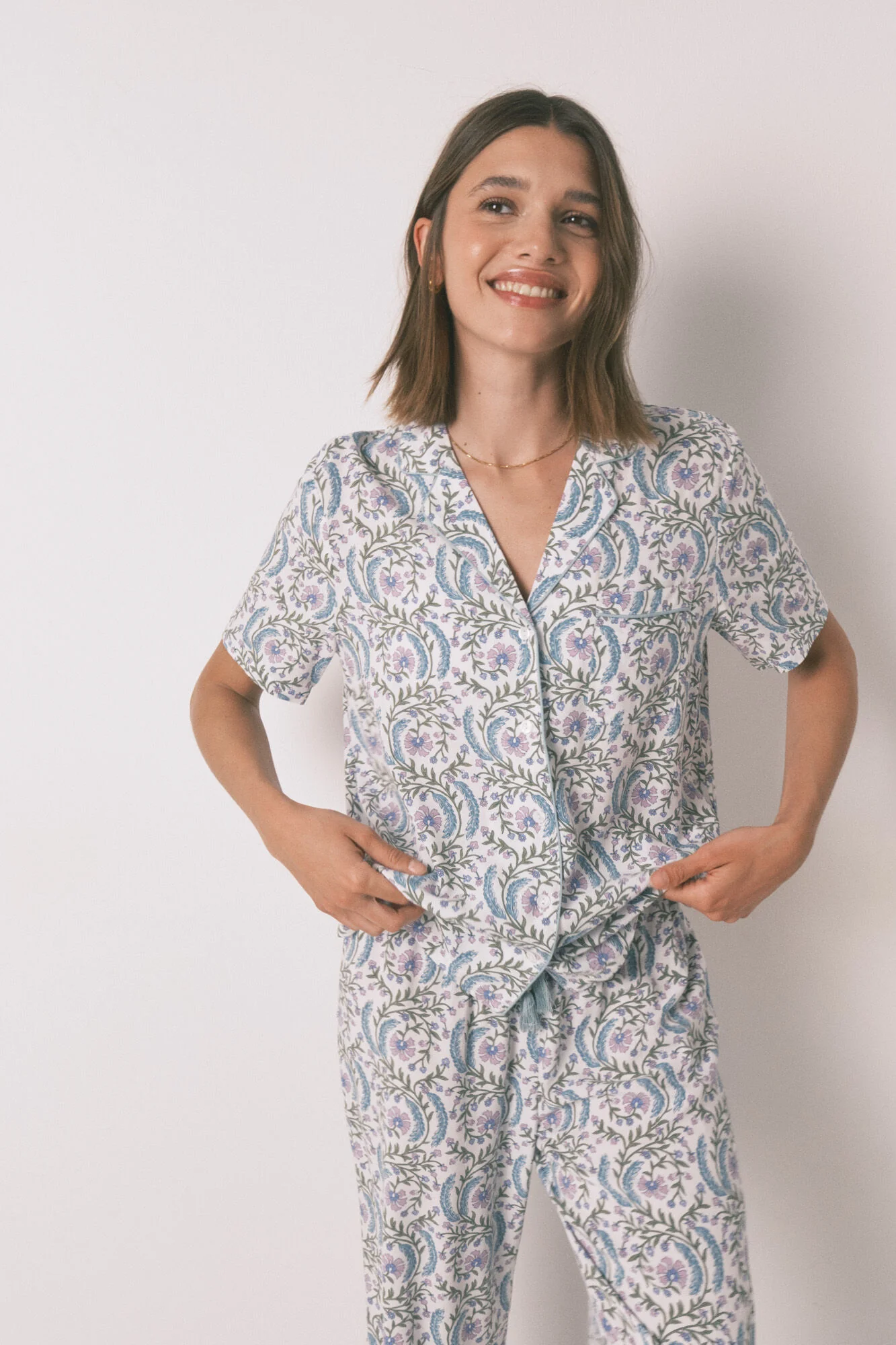 Long green floral classic pyjamas - Image 5