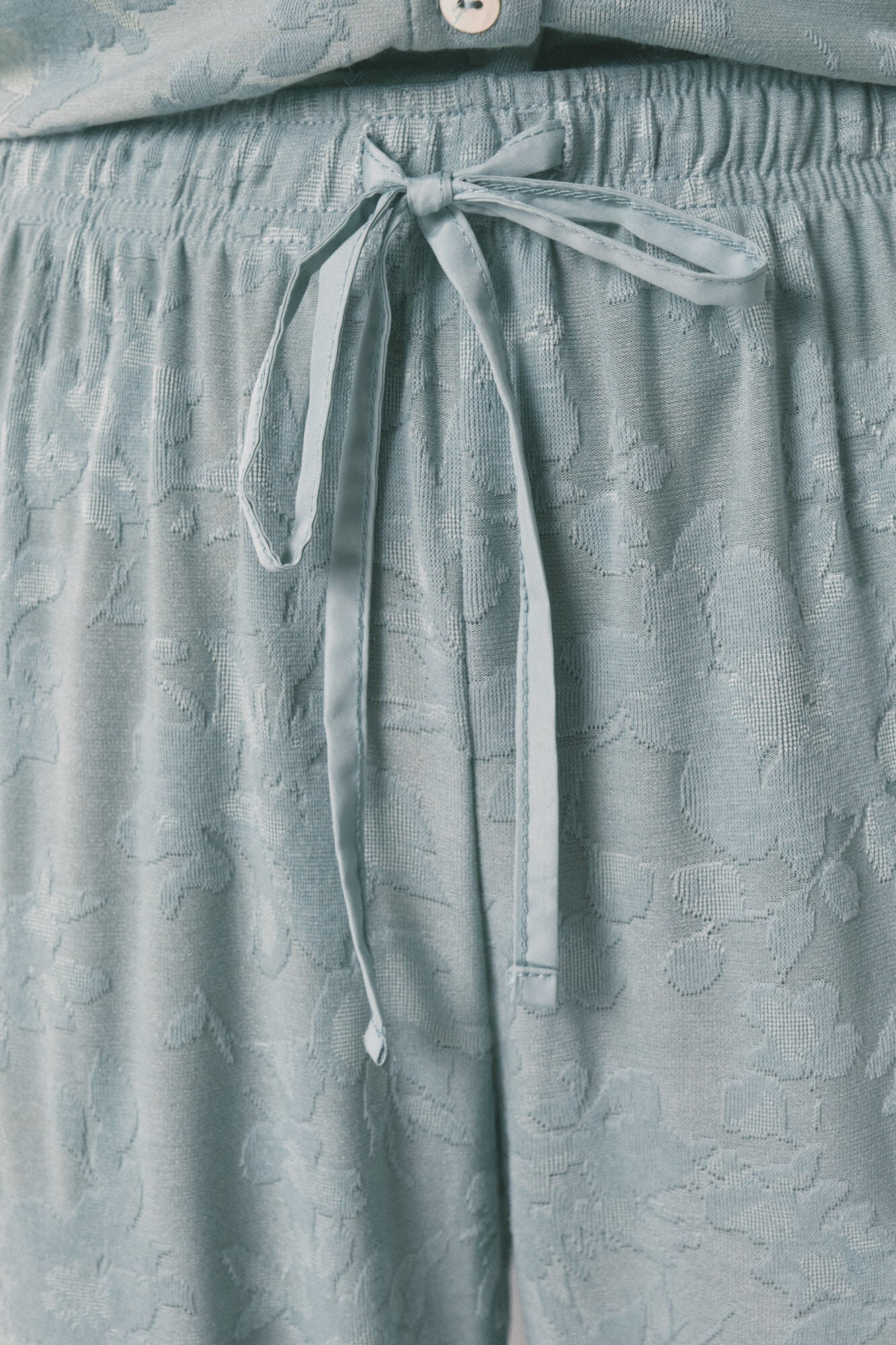 Long green floral jacquard classic pyjamas - Image 3