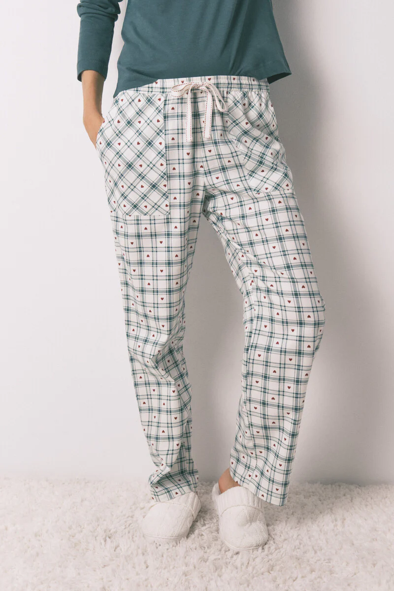Long green plaid print trouser - Image 2