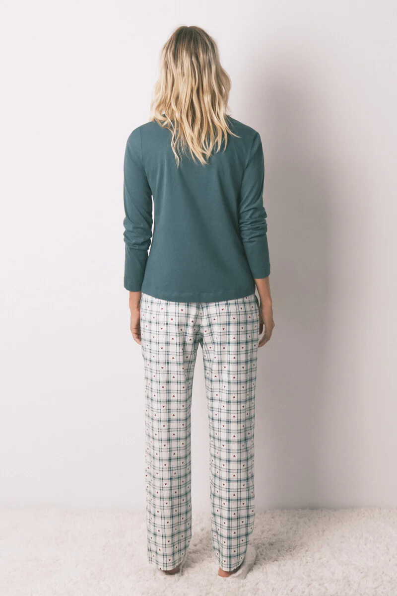 Long green plaid print trouser - Image 3