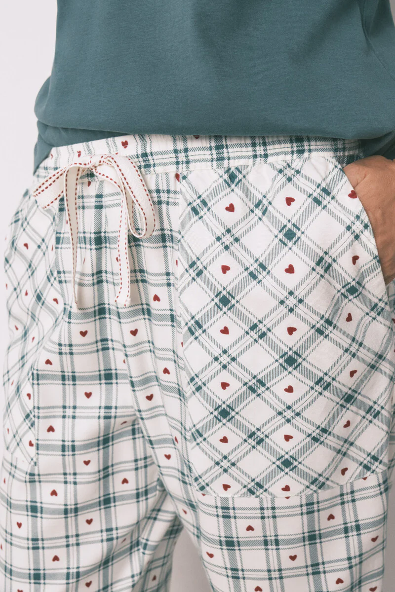 Long green plaid print trouser - Image 4