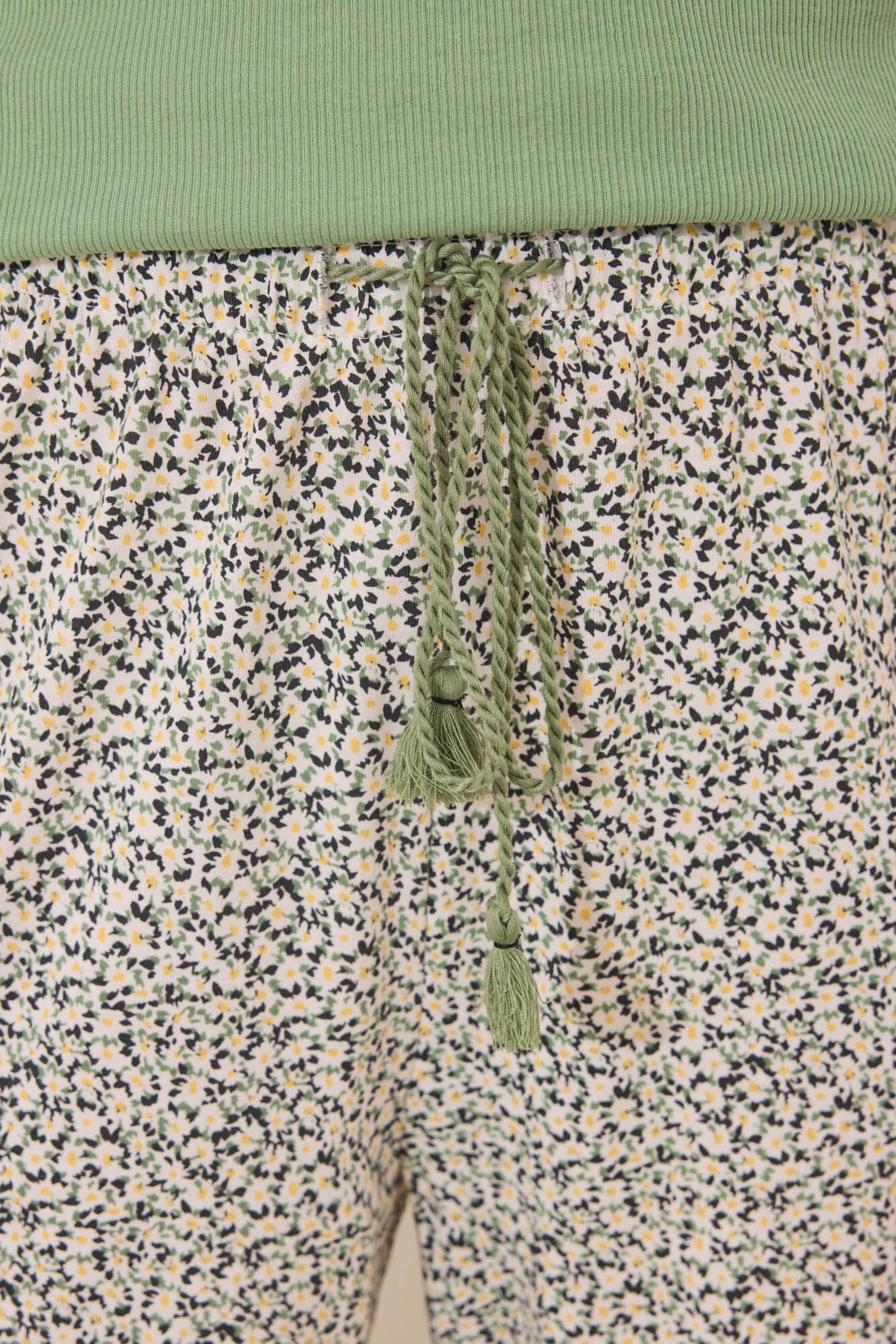 Long green ribbed cotton pajamas - Image 3