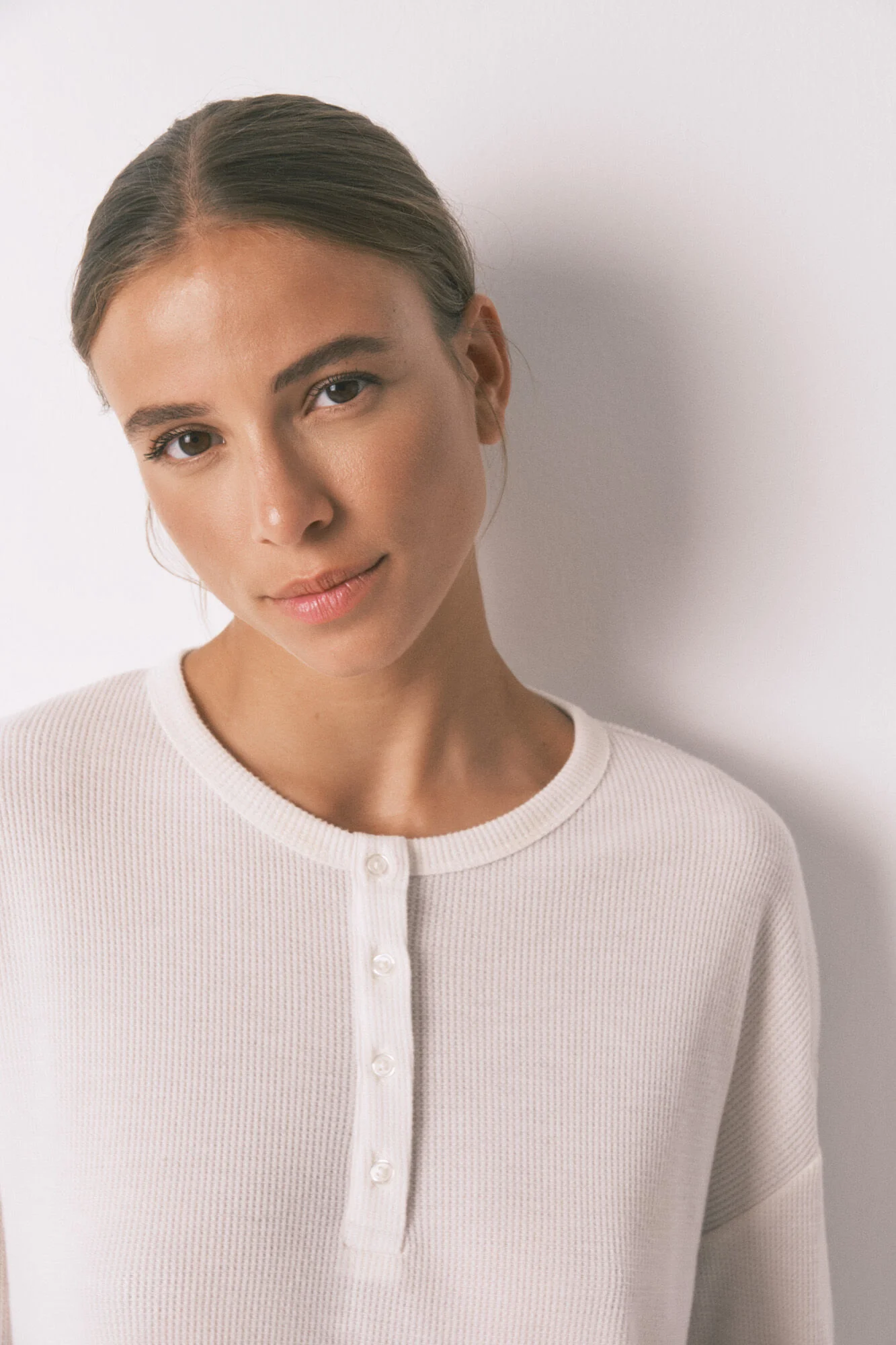 Long ivory waffle texture pajamas - Image 5