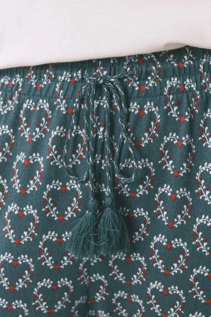 Long jersey-knit trouser with heart print - Image 3