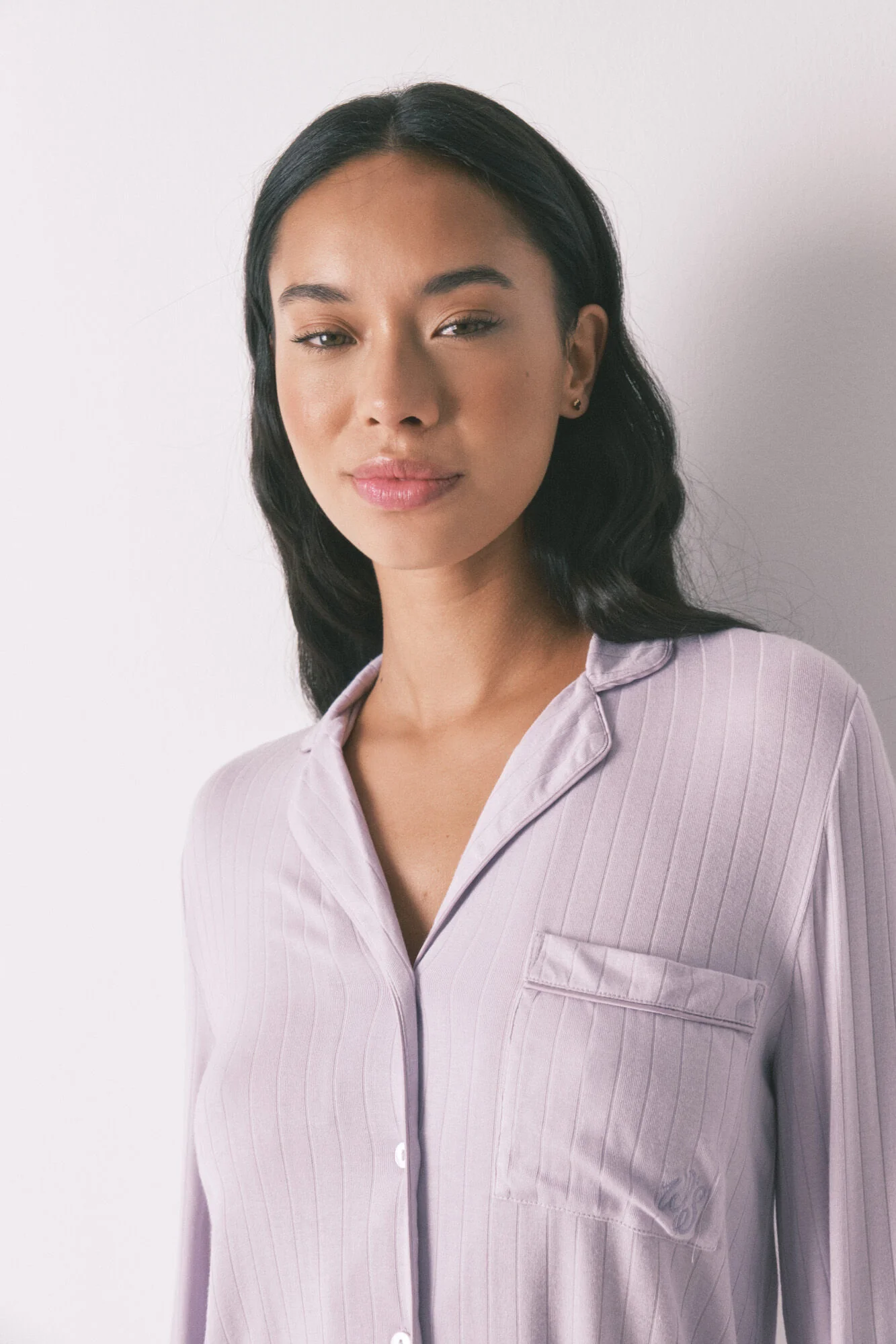 Long lilac viscose shirt pajamas - Image 2