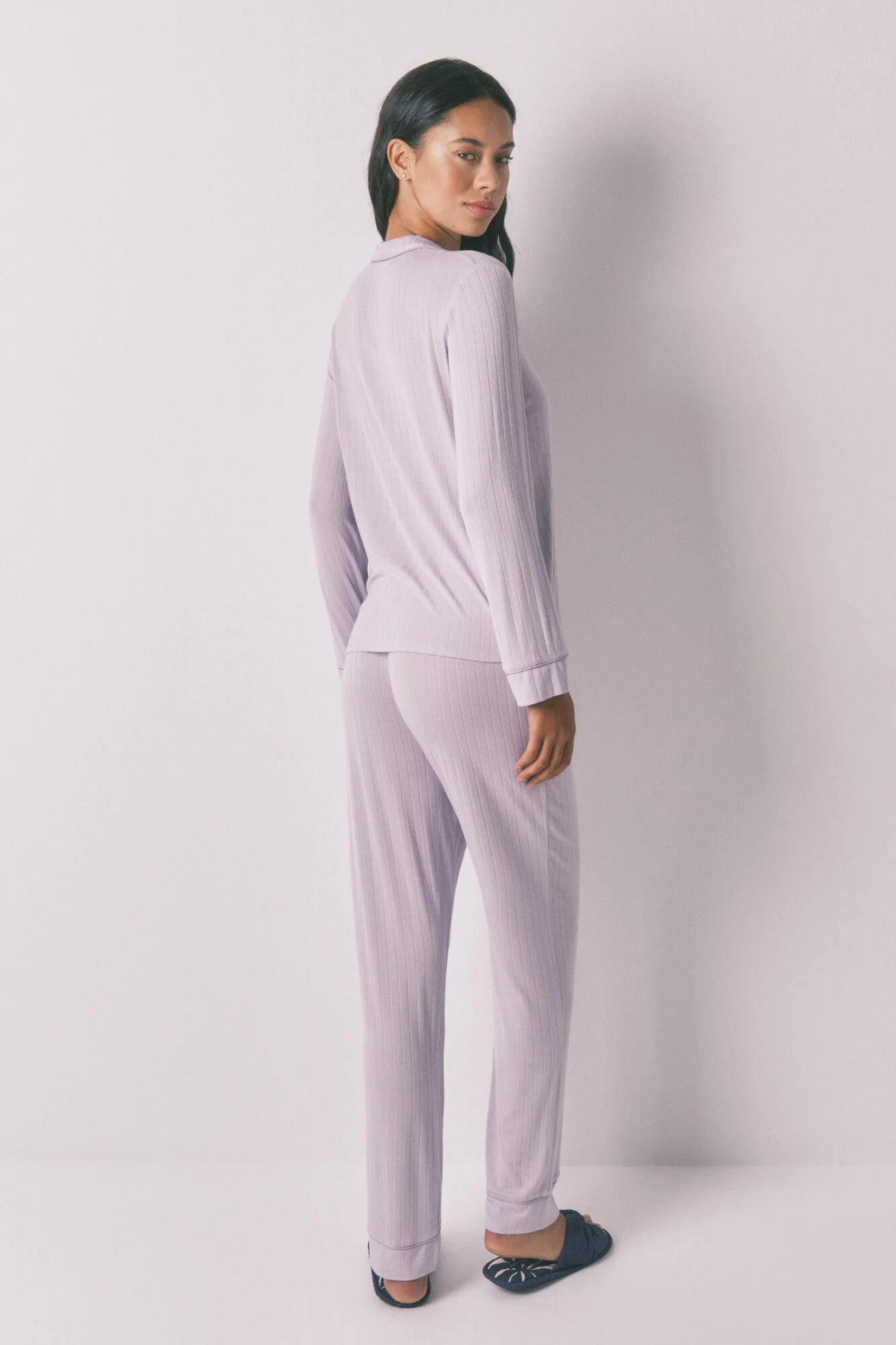 Long lilac viscose shirt pajamas - Image 4