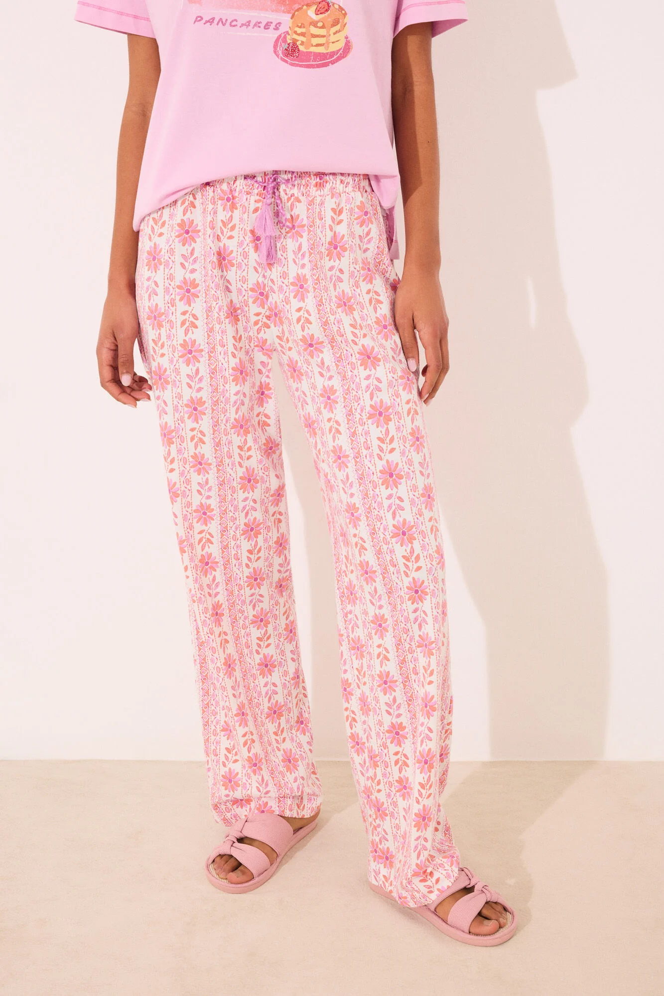 Long lounge trouser 100% cotton flowers - Image 4