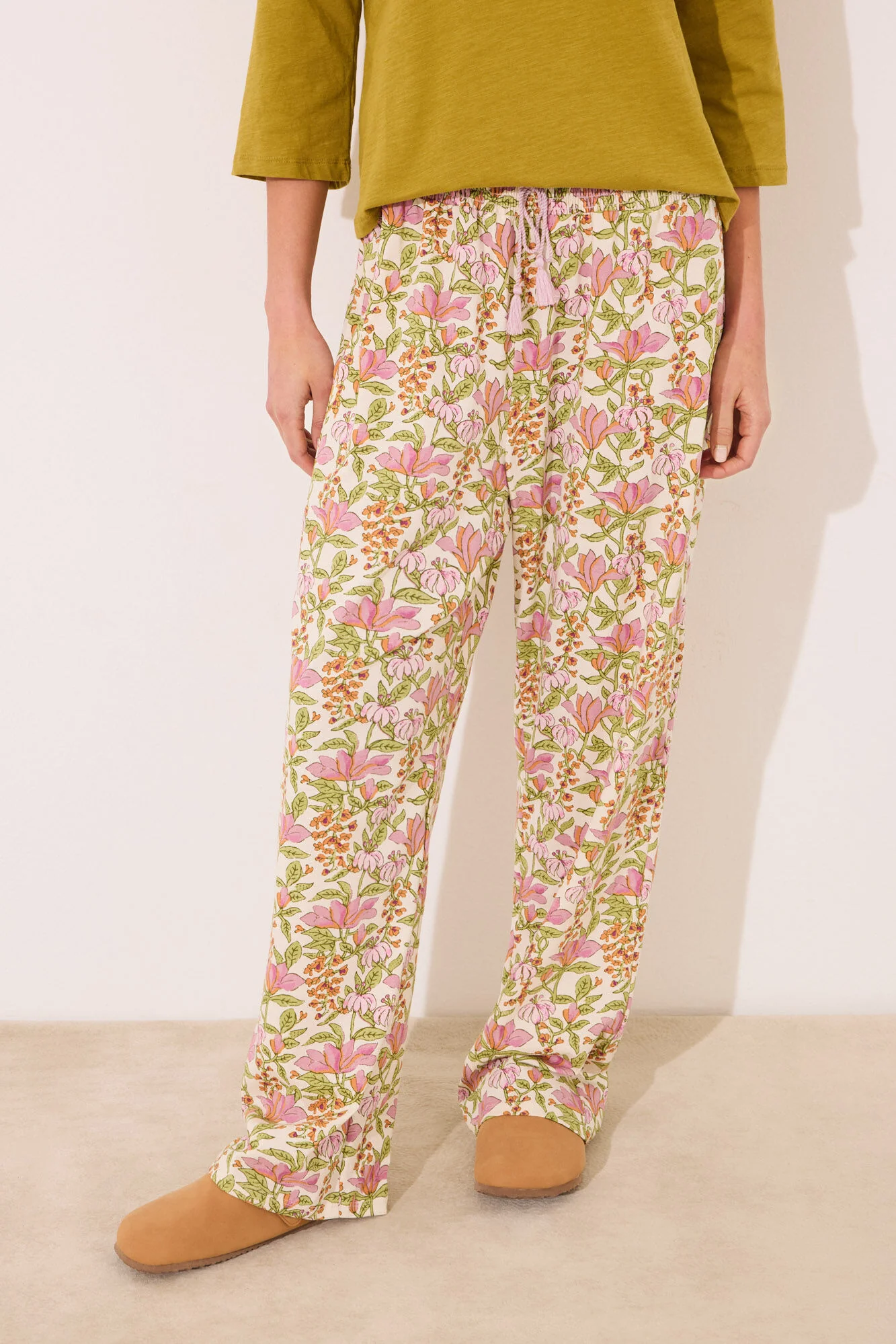 Long lounge trouser 100% cotton flowers