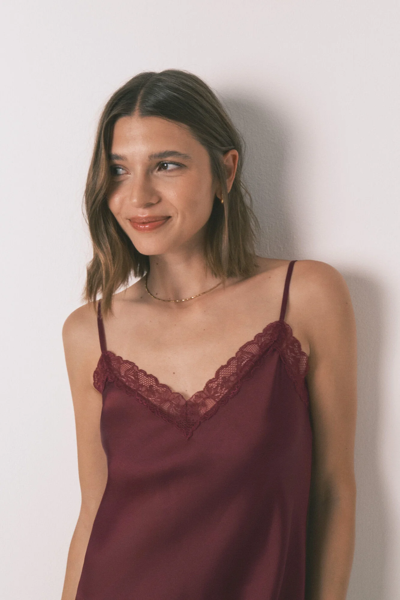 Long nightgown wine lace nightgown - Image 2