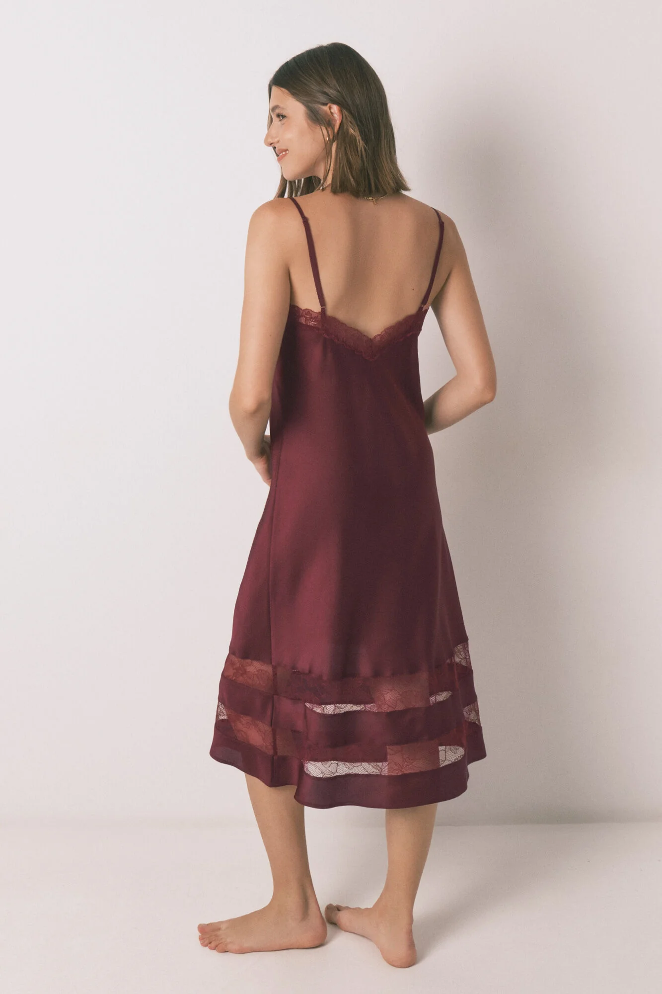 Long nightgown wine lace nightgown - Image 5