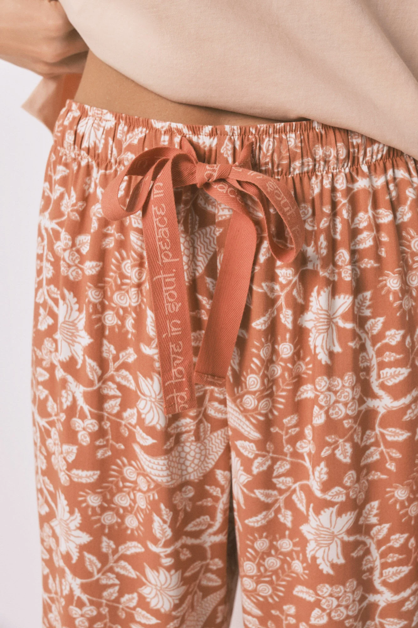 Long orange floral viscose trouser - Image 3