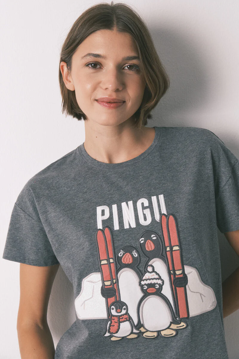 Long pyjamas 100% cotton grey Pingu - Image 5
