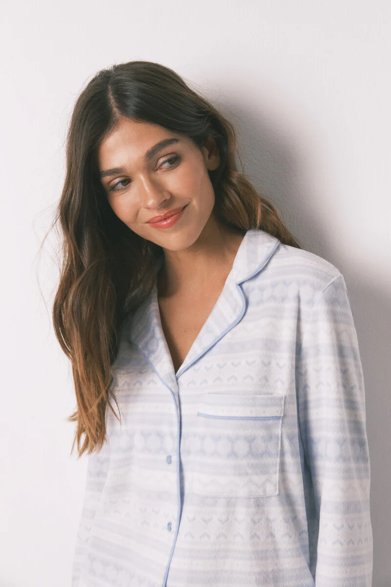 Long pyjamas fleece pyjamas with border - Image 3