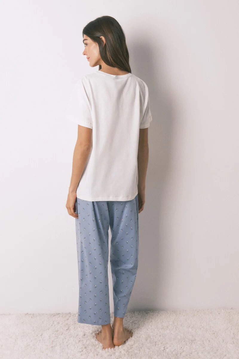 Long pyjamas with short sleeve sleeves and flowers - Image 5