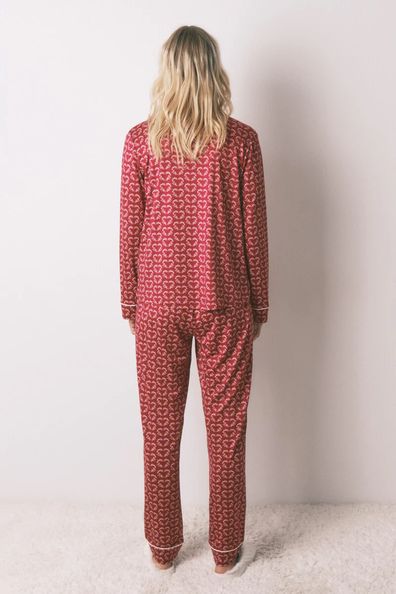 Long red heart print classic pyjamas - Image 2