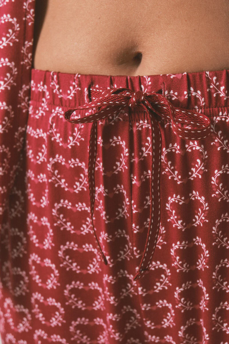 Long red heart print classic pyjamas - Image 5