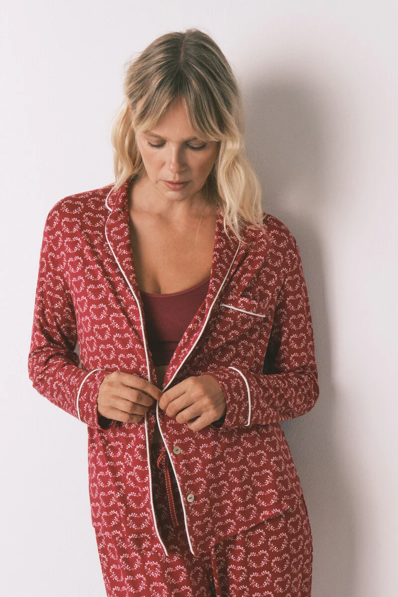 Long red heart print classic pyjamas - Image 6