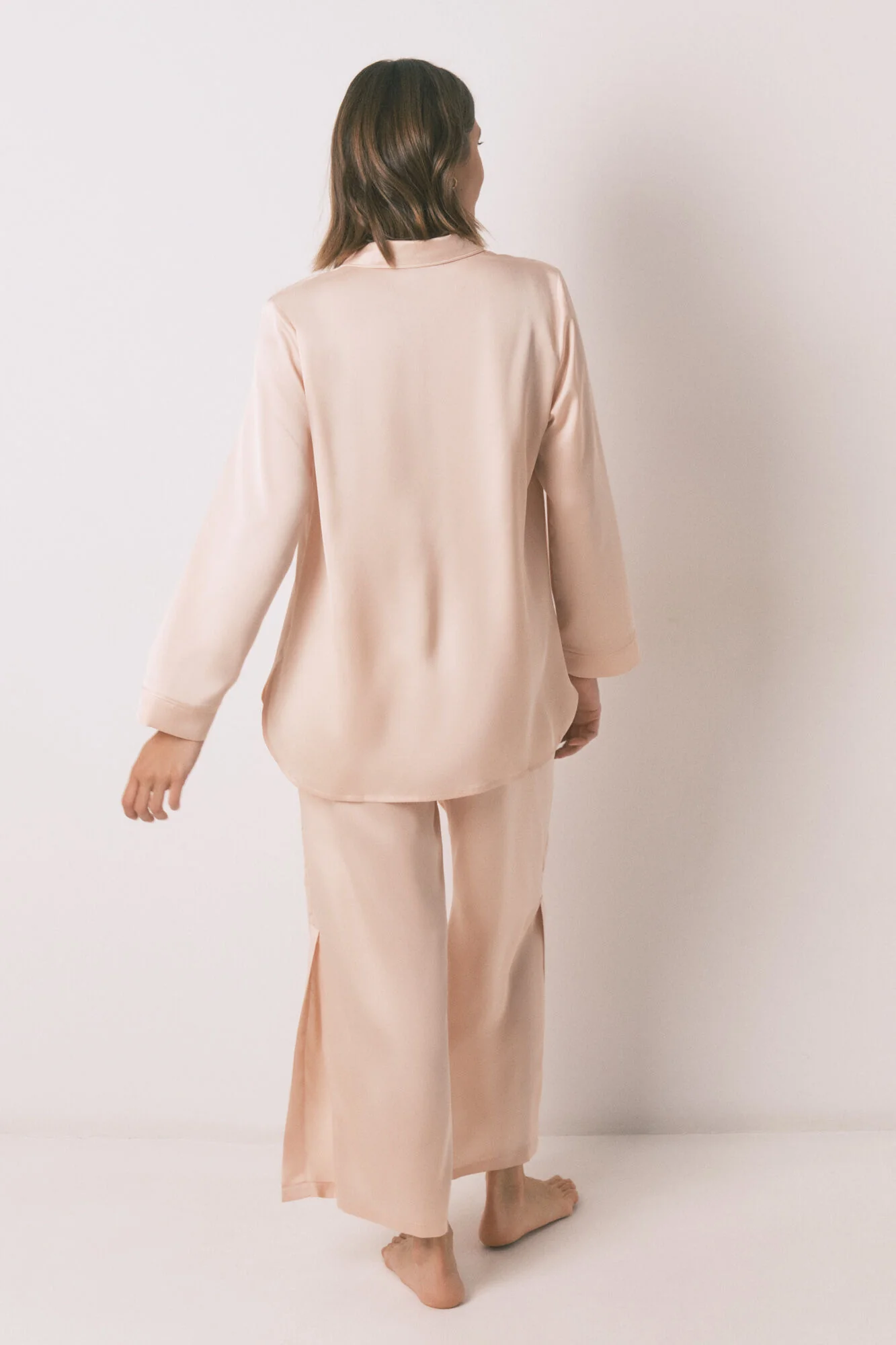 Long satin strass pajama in orange - Image 6