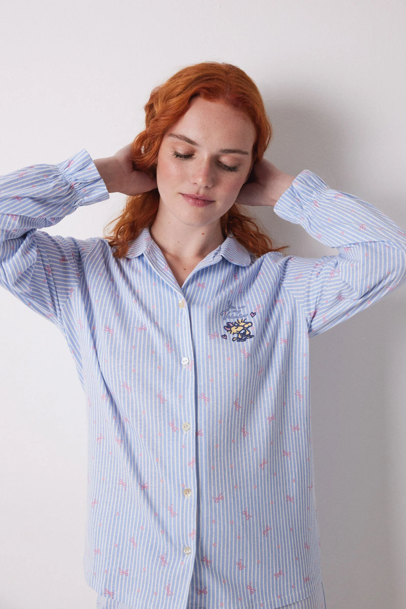 Long shirt pajamas 100% cotton blue striped - Image 3