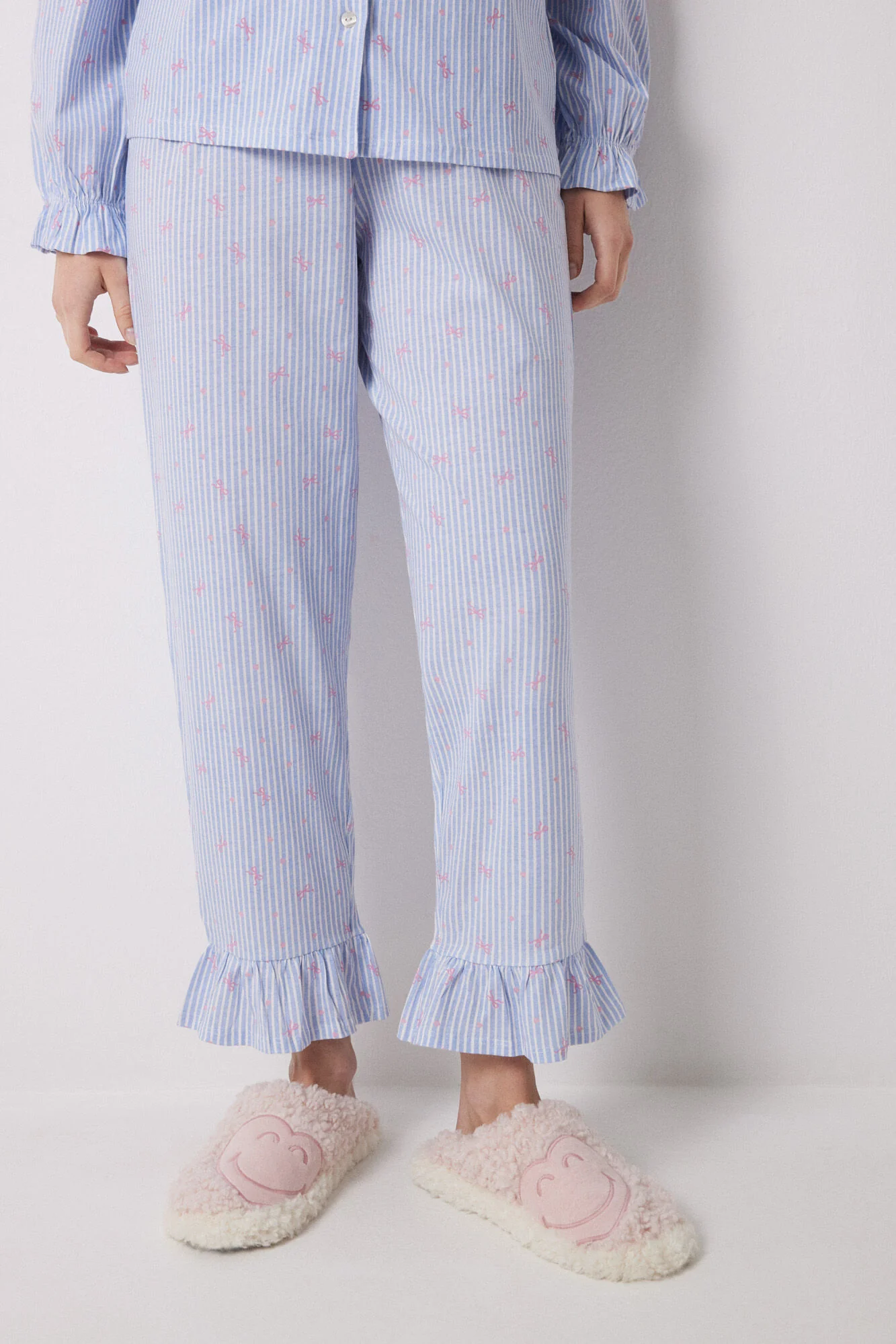 Long shirt pajamas 100% cotton blue striped - Image 5
